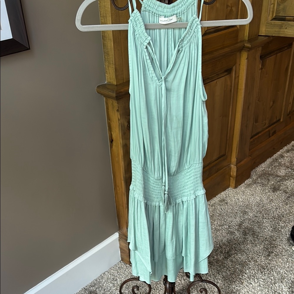 Mustard Seed Green Ruffled Tiered Halter Sundress